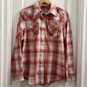 Wrangler‎ Women’s White and Red Tailored Western Long Sleeve Shirt, Small